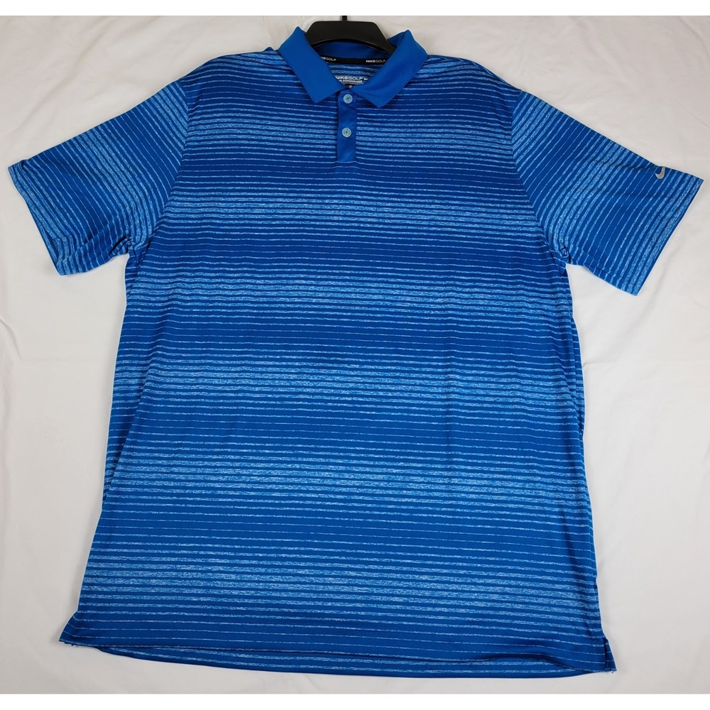 Nike Golf Tour Performance Dri-Fit Polo Shirt Men's XL‎ Blue Stripe Short Sleeve